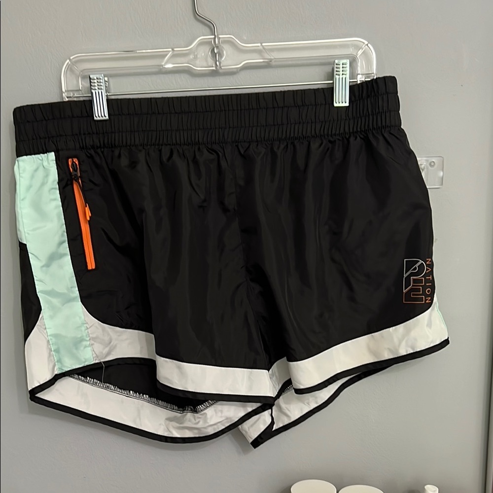 P.E Nation Black and White Athletic Shorts Lightweight Design - Picture 2 of 6
